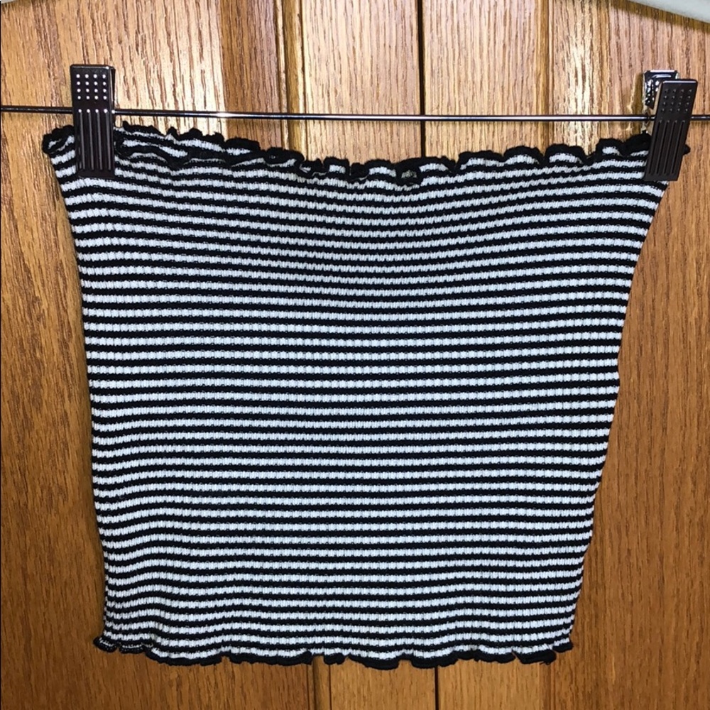 Black and white striped tube top
